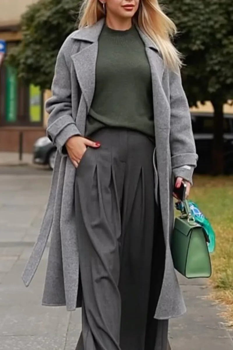 Women's Solid Color Mid-Length Overcoats