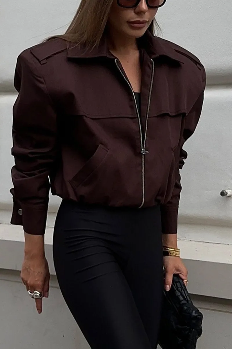 Women's Casual Lapel Zipper Jacket